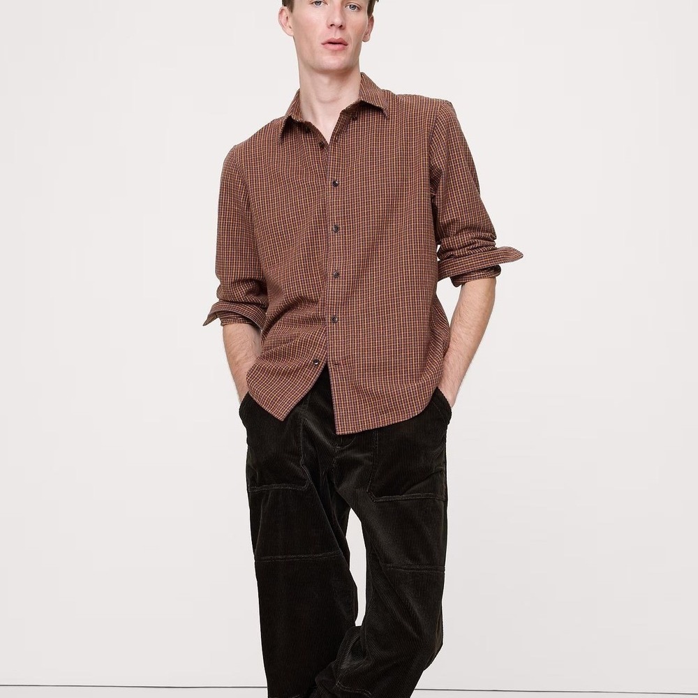 Banana Republic Flannel Shirt Brown Plaid Medium‎ Tall New With Tags